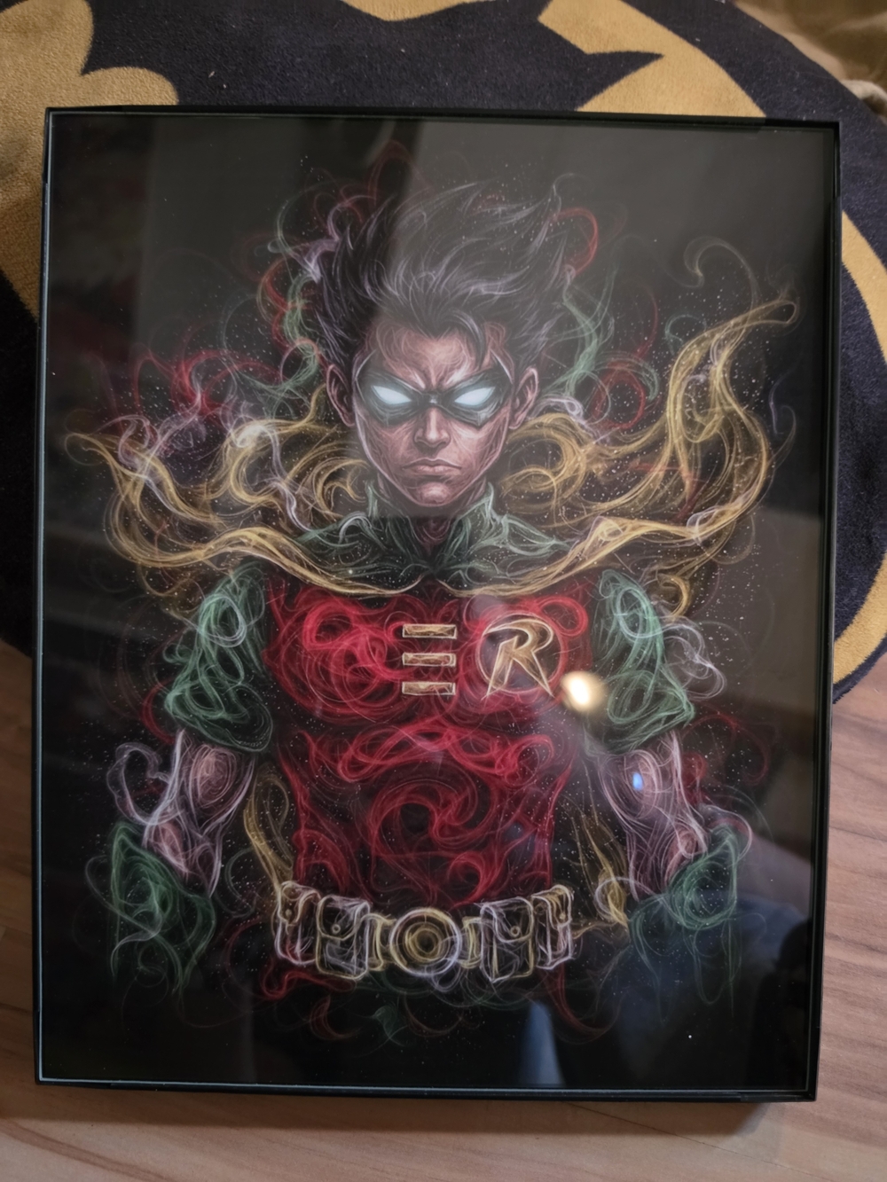 Framed Red and Green Superhero Art Print